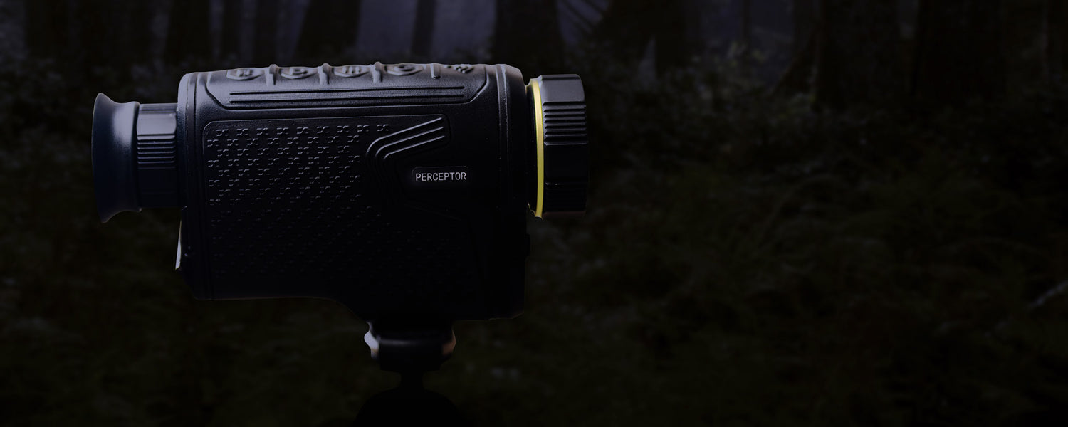 Perceptor handheld thermal sight in the forest at night